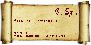 Vincze Szofrónia névjegykártya
