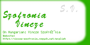 szofronia vincze business card